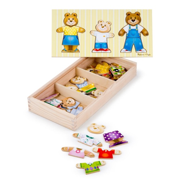 NEW, Melissa & Doug, Wooden Bear Family Dress-up Puzzle (Age 3+) - Picture 7 of 8
